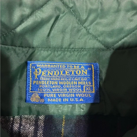 Pendleton vintage wool plaid shirt jacket XL green tartan USA made - Picture 3 of 7